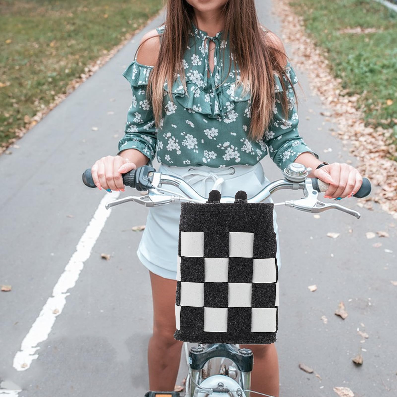 Cesta Resistente al Desgaste y Deformación de Fieltro Plegable Gran Capacidad Patinete Adecuado como Cesta Delantera de Ciclismo para Niña