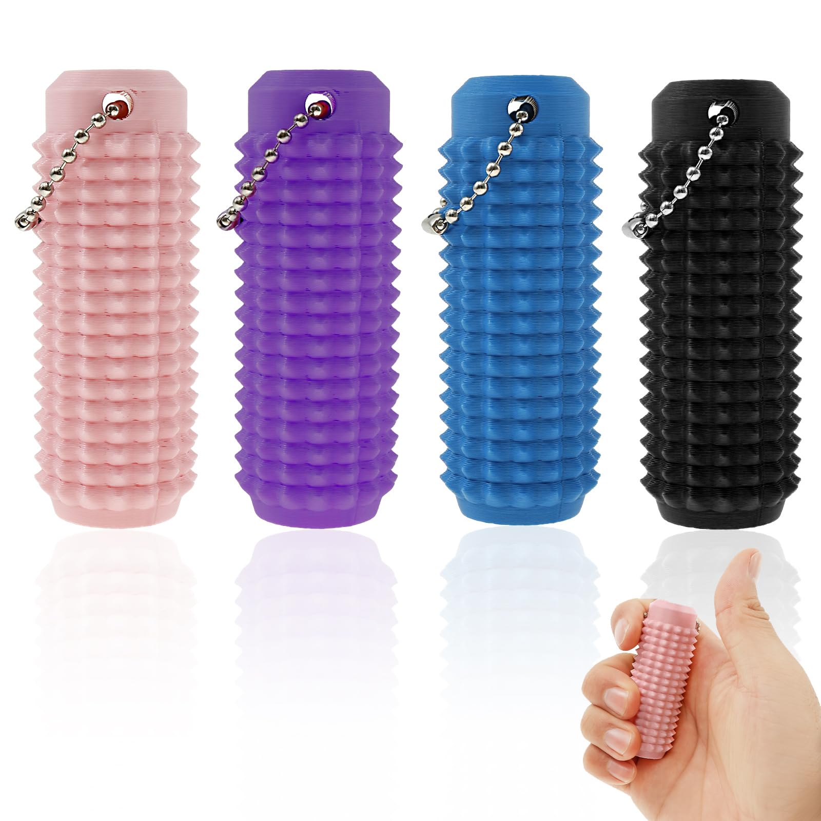 PATNFR 4Pcs Spiky Grippie Stim Keychain fidget Keychain for Anxiety Anxiety Relief Toy Keychains Little Ouchies Portable Stim Toy Relief and Focus for Adults Calming Presents