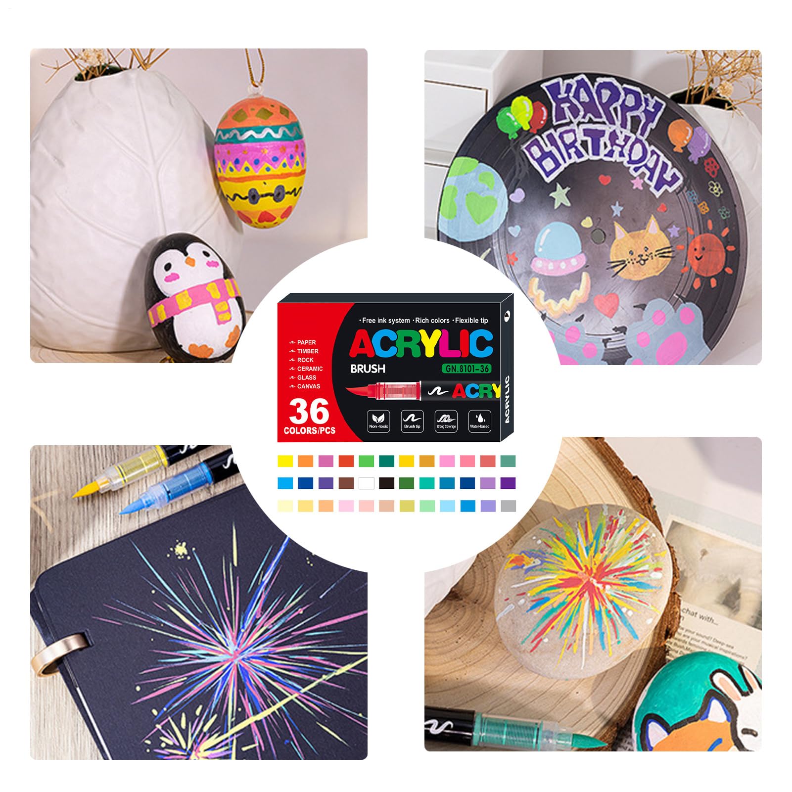 Rotulador de color – Juego de rotuladores artísticos con punta fina, tinta pigmentada viva, herramienta de pintura resistente al agua, herramienta de pintura duradera, portátil y creativa, impresión