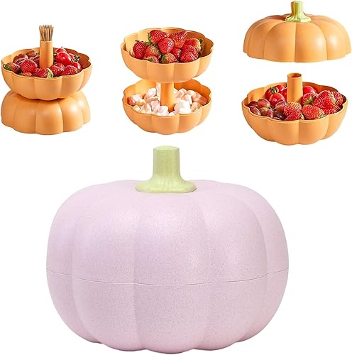 Miniatura 8 de Halloween Pumpkin Candy Bowl, Creative Pumpkin Candy Bowl to Hold Candy, Nuts, Fruits, Large 2-layered Candy Bowl for Halloween Home, Office Decor