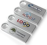 Vista 8 de ABLAZE Paquete de 10 unidades flash de 128MB, unidades flash USB 2.0 metálicas con llaveros USB Sticks Pendrives (Plateado)