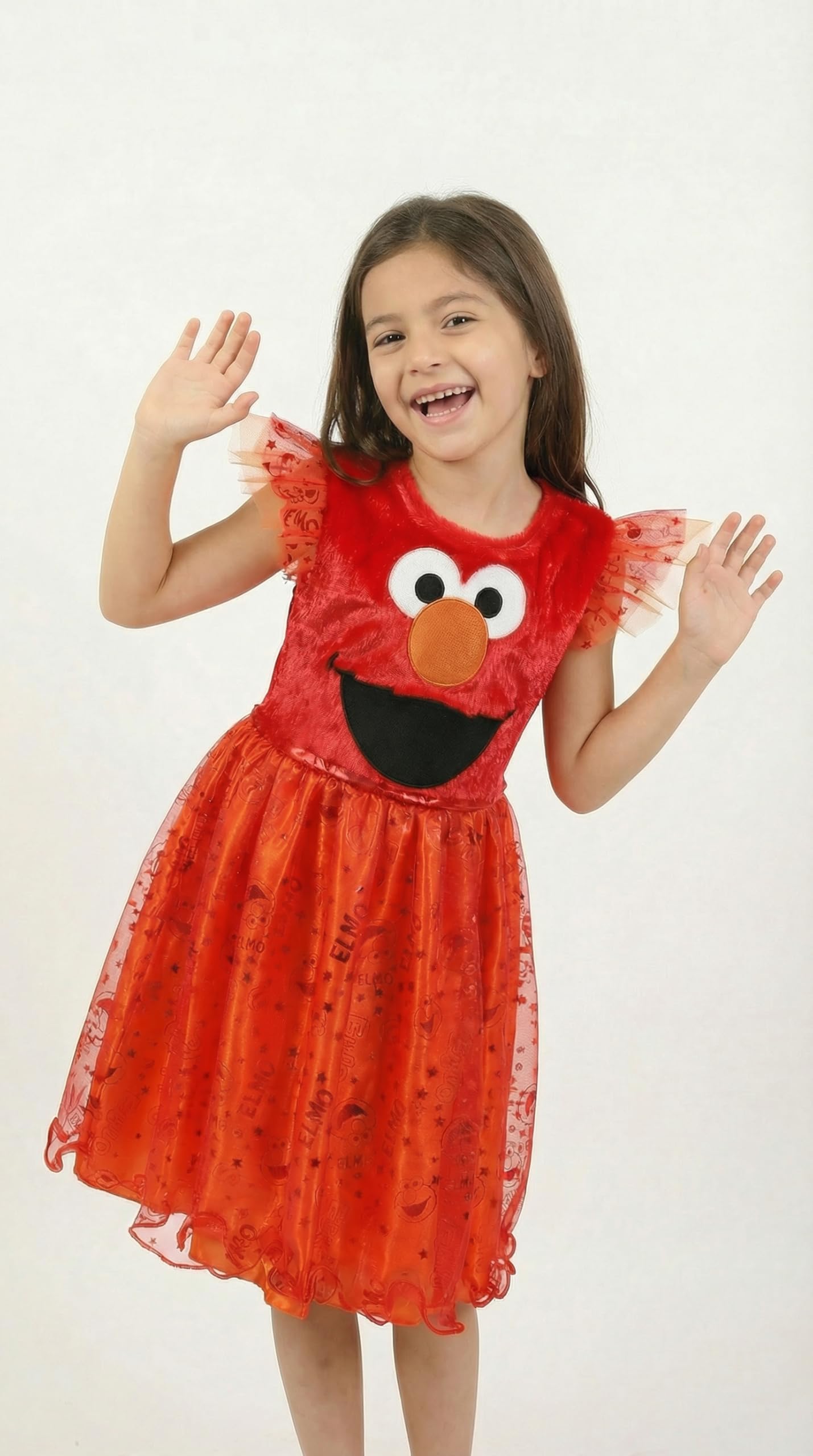 Vestito per bambine con licenza ufficiale Sesame Street Elmo | Giornata mondiale del libro, feste e travestimenti | Età 3-6 (4-6 anni)
