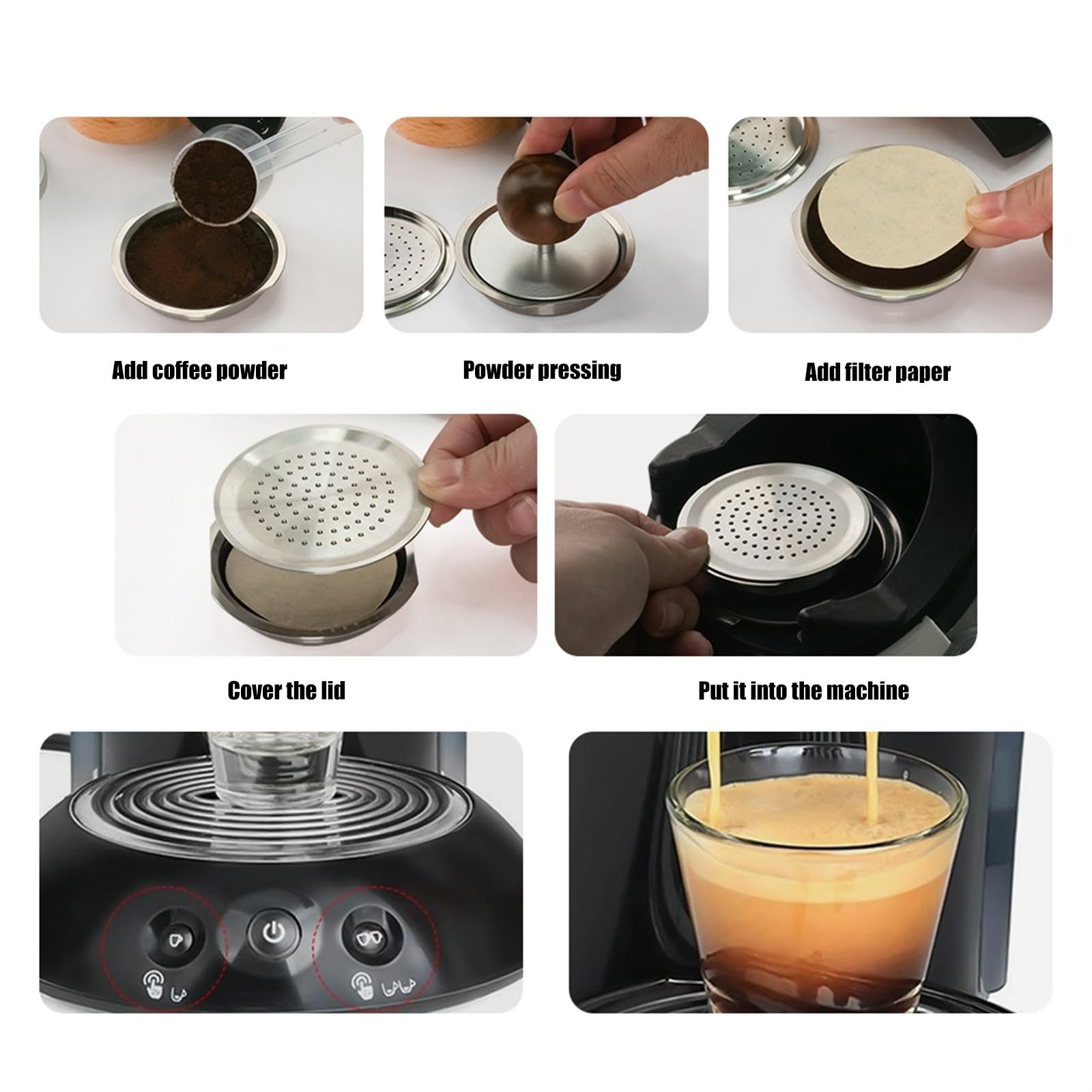 Nachfüllbarer Kaffeekorb für HD6553 / 70 HD7865 / 60 HD6592 / 60 HD7870 / 20 Espressomaschine, Kaffeefilterpapier, Edelstahlfilter