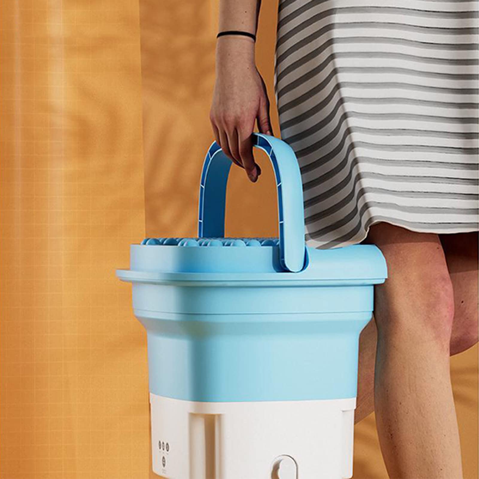 Portable Foldable Mini Washing Machine - 8L Capacity, Spin Dryer With Drain Basket, For Apartments, Dorms, Travel