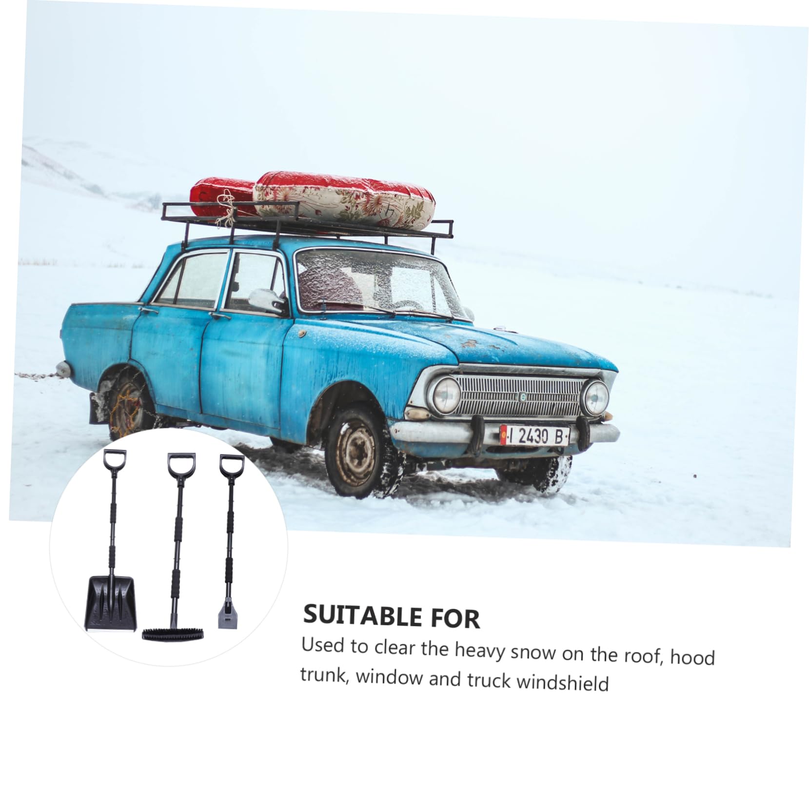 HANABASS Sgombraneve per Auto Raschiaghiaccio e Spazzola Estensibile Pala per Neve per Tetto e Parabrezza Strumenti per Rimozione della Neve per Auto