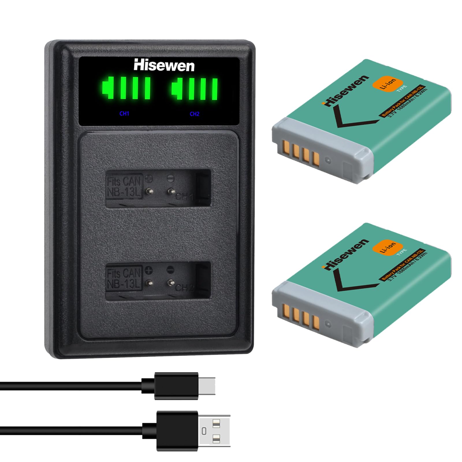 Buy Hisewen2Pack NB13L Battery and Charger for Canon Power G7 X Mark