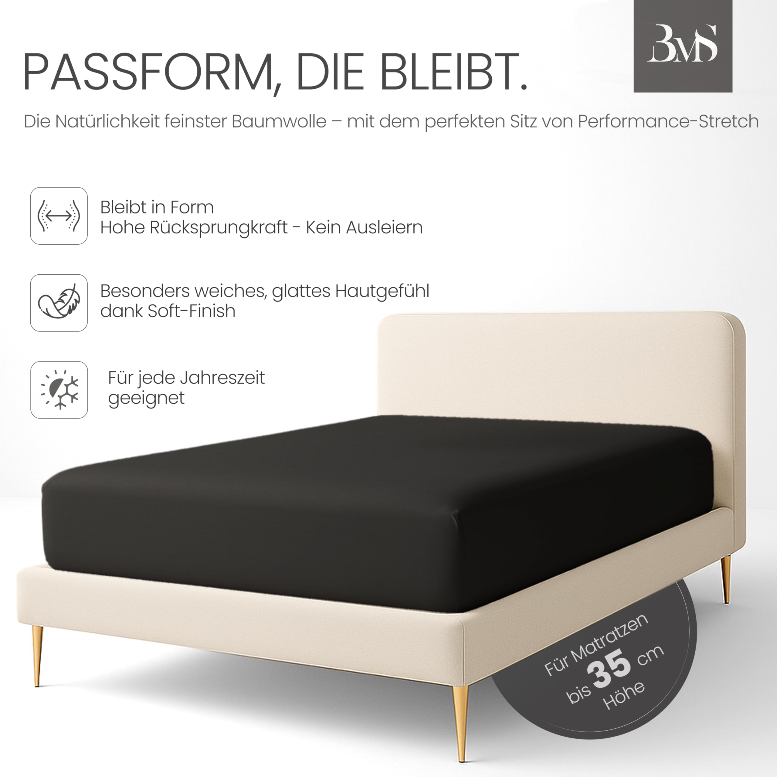 Bettwaesche-mit-Stil Familienbett Spannbettlaken Jersey Spannlaken Spannbetttuch (270x200-280x200 cm, Matratzenhöhe bis 35cm, Anthrazit) Gewicht: 180g/m², 90% Baumwolle 10% Elasthan