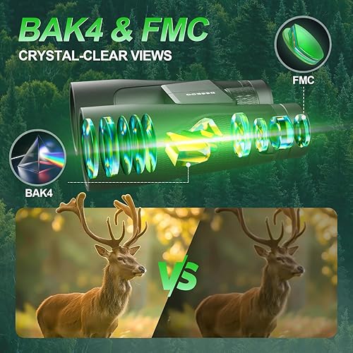 Vista 4 de Binoculares de 15 x 56 para adultos de alta potencia, prismáticos deesoo de fácil enfoque con visión clara de poca luz, prisma BAK4 binocular