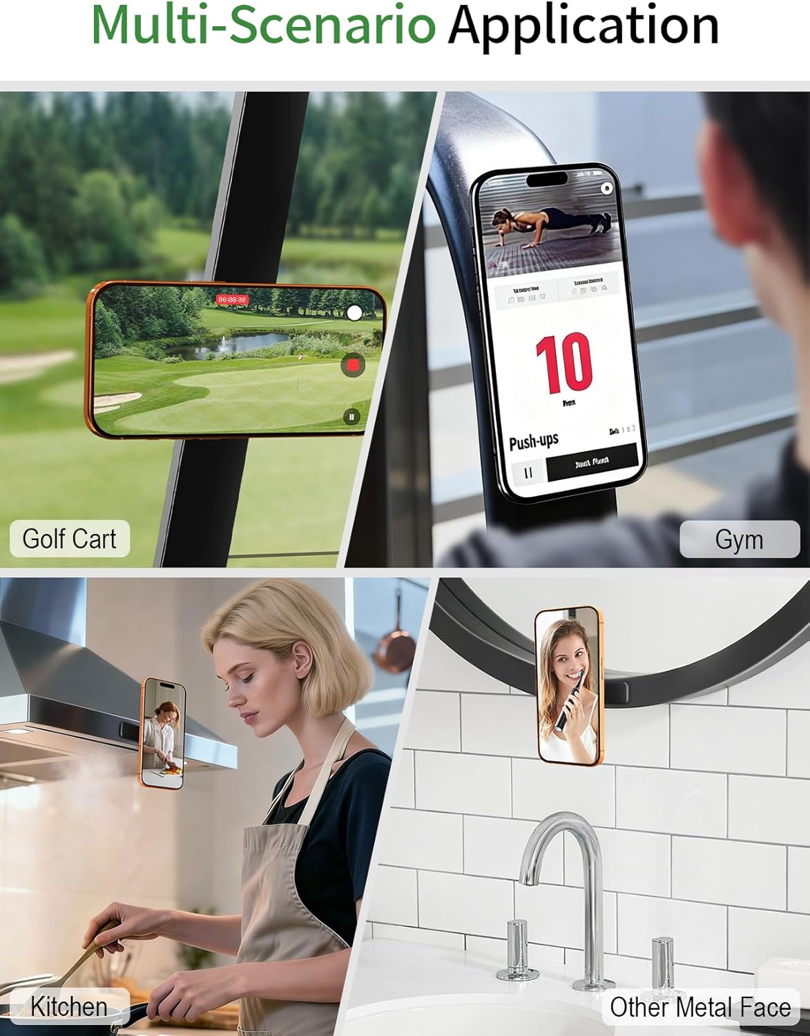 GBEAST Magnetic Golf Cart Phone Holder Compatible with MagSafe for iPhone 12-17 Series, 360° Rotation Golf Accessories for Men Women, N52 Magnets Phone Mount For EZGO/Club Car/Yamaha, Gifts for Golfer