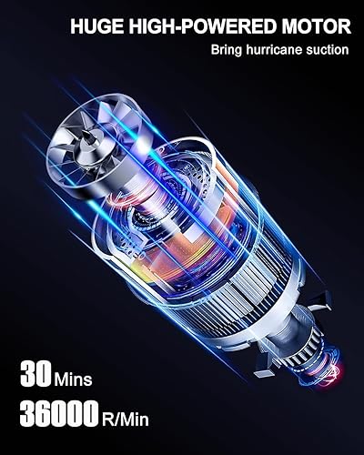 Miniatura 4 de Aspiradora de coche de alta potencia, aspiradora portátil inalámbrica recargable con tecnología de carga rápida, motor enorme y batería de gran