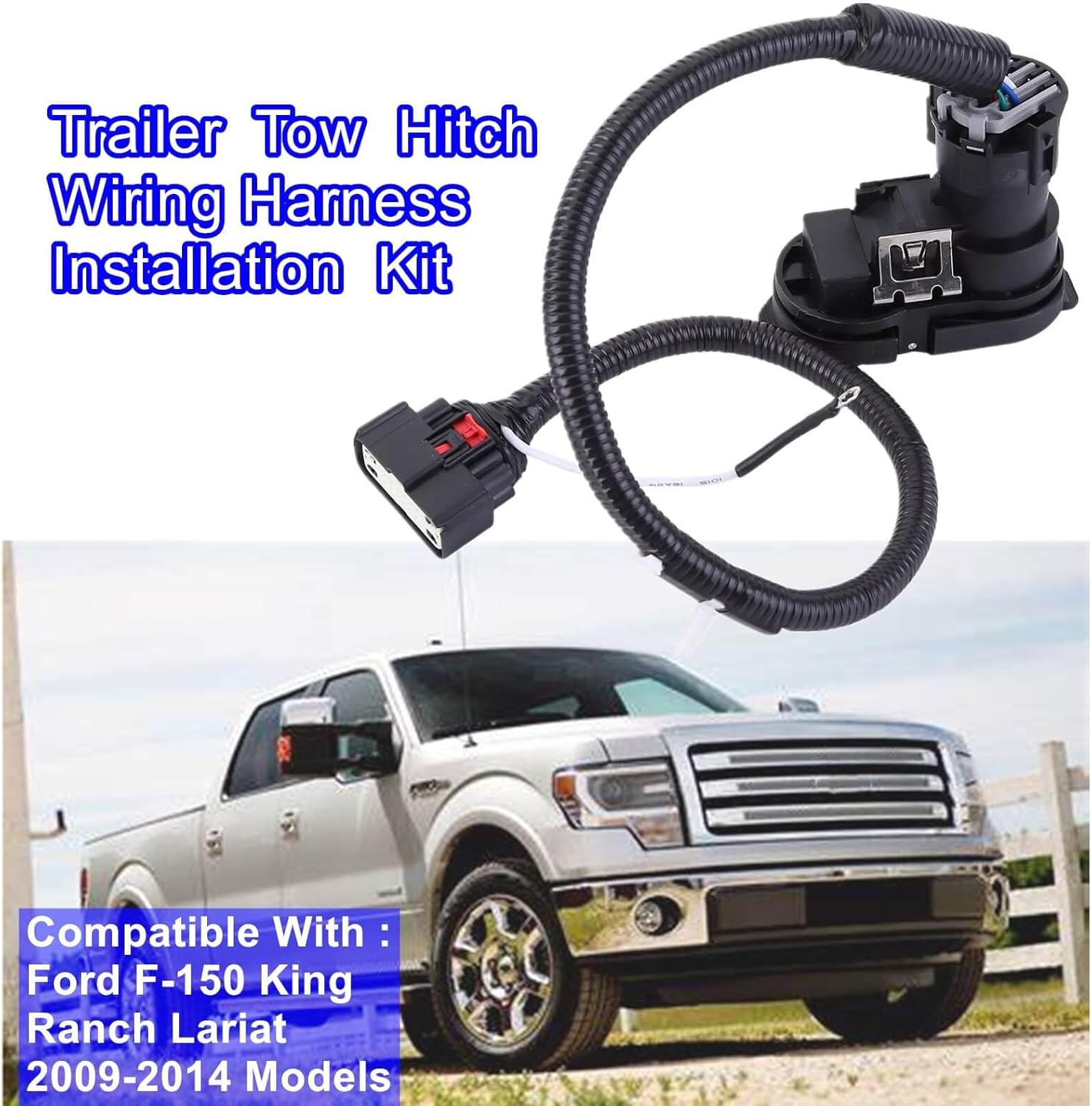 Trailer Tow Hitch Wiring Harness Installation Kit, Fits for Ford F-150 King Ranch Lariat 2009-2014 Models, Compatible with 9L3Z-15A416-A 9L3Z15A416A