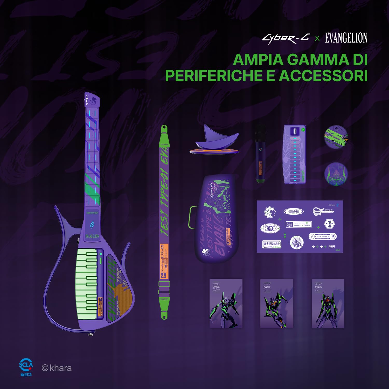 Enya CYBER‑G Smart E‑Chitarra – Collaborazione Ufficiale Evangelion, Innovativa Chitarra E & Acustica Senza Corde Fibra di Carbonio con App‑Learning, Effetti & Bluetooth, Chitarra Viaggio Portatile | Collaborazione ufficiale Evangelion, senza corde, app d