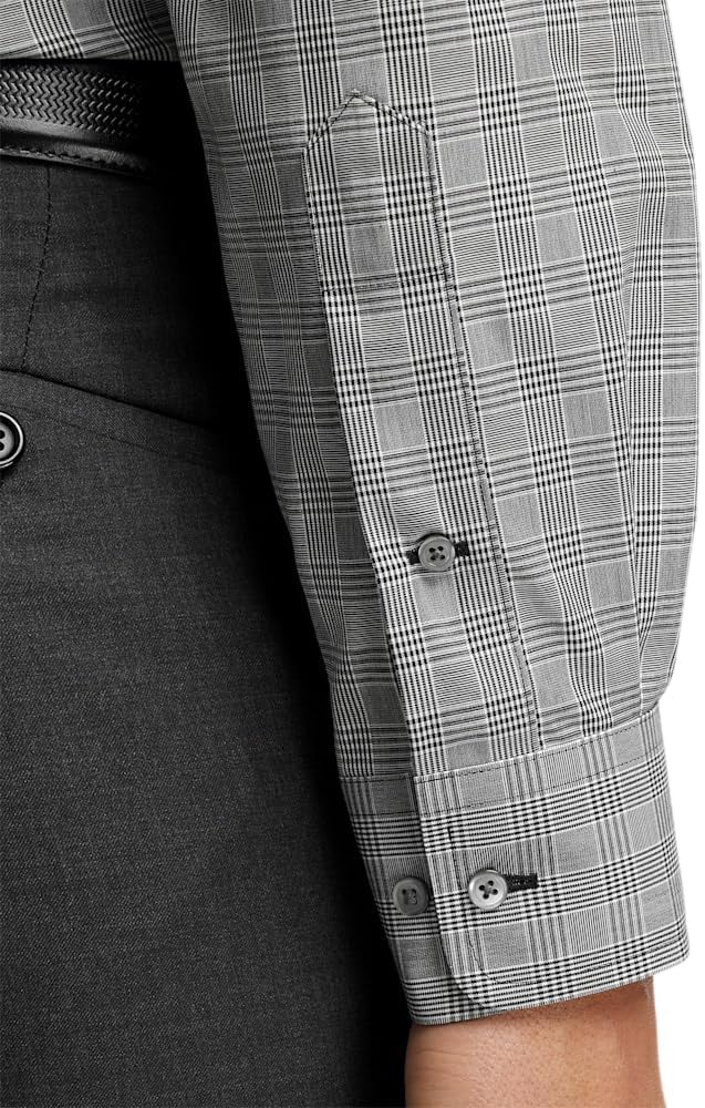 Paul Fredrick Men's Classic Fit Non-Iron Cotton Plaid Dress Shirt