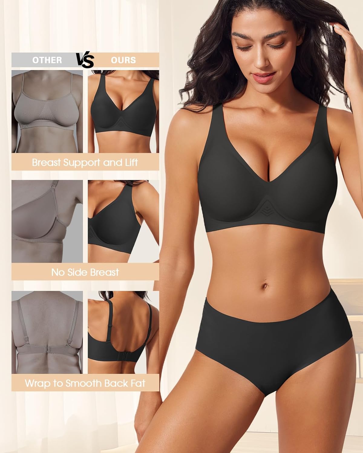 Push Up Bras for Women Wireless Deep V Sports Bra Seamless Comfort Bralette No Underwire Supportive Sexy Lift Bra - Image 5