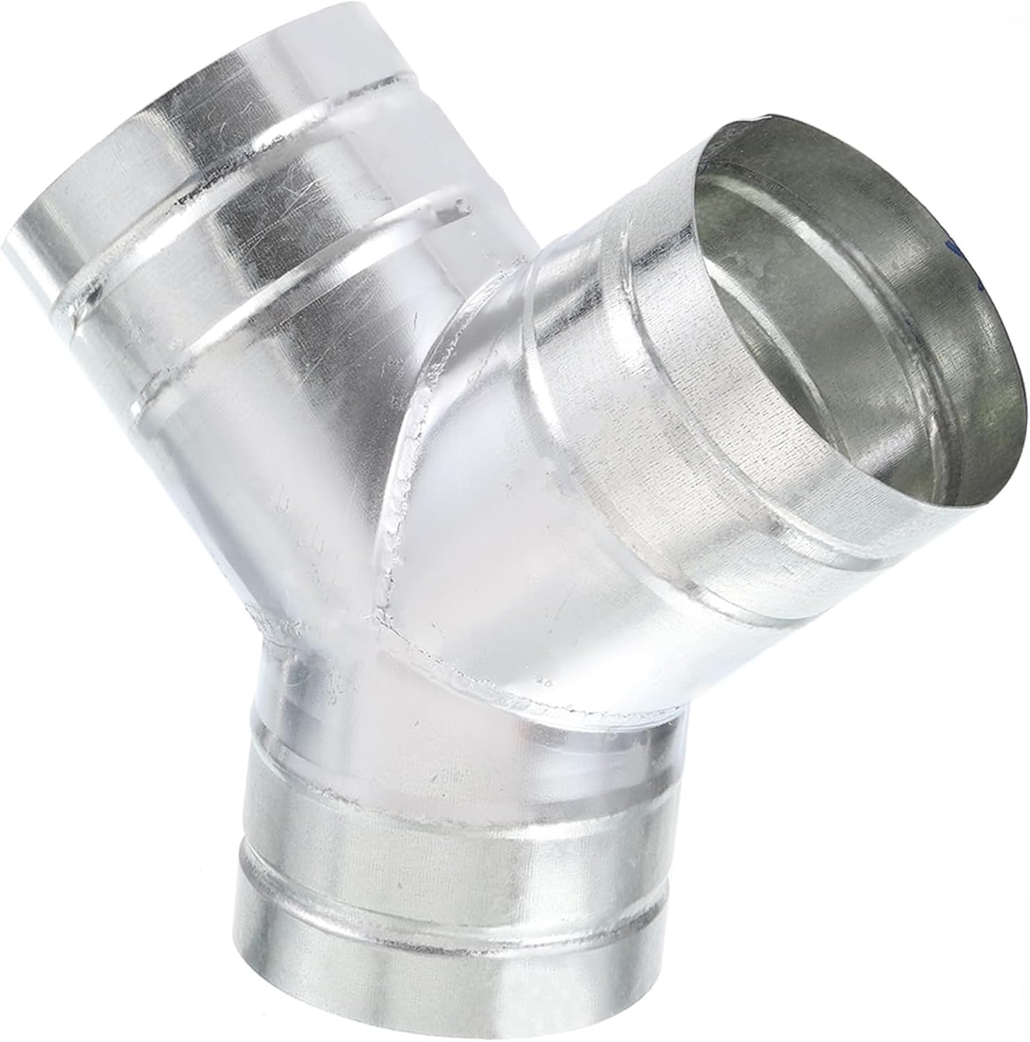 4 Inch Y Shape Duct Splitter, 90 Degree 3-Way Connector, Heavy Duty Galvanized Steel HVAC Dryer Vent Adapter for Exhaust Fan & Vent Hose Ducting, Industrial Ventilation (4"h to 4")
