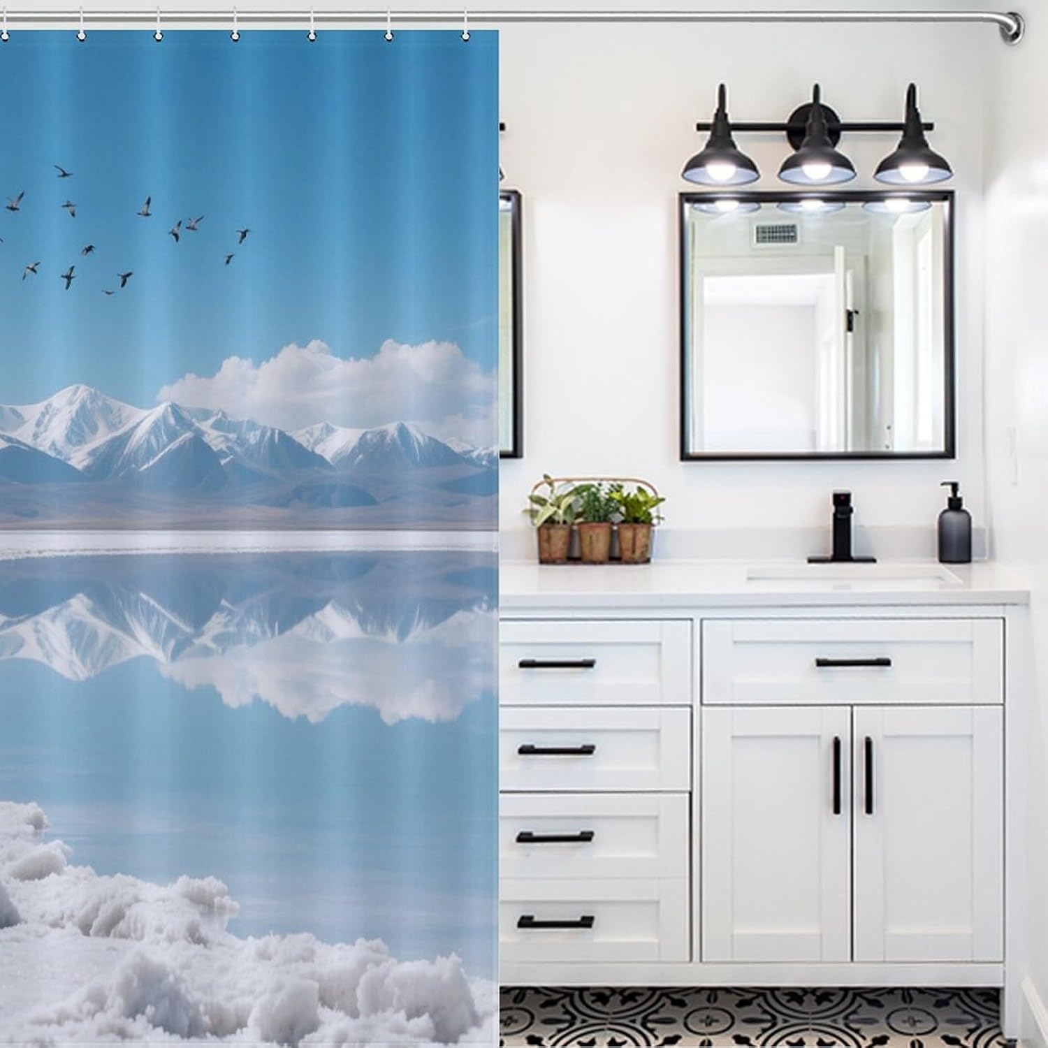 Shower Curtains Fabric Shower Curtain Liner Liner Showers Curtain Highland Salt Lakes Showers Curtin Opaque for Privacy Protection Water Splash Protection High Aesthetics