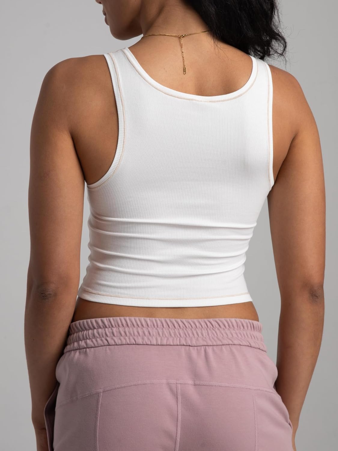 Danysu Women Rib Tank Top Padded Workout Top Square Neck Crop Tank Fitted Basic Cami Tops - Image 6