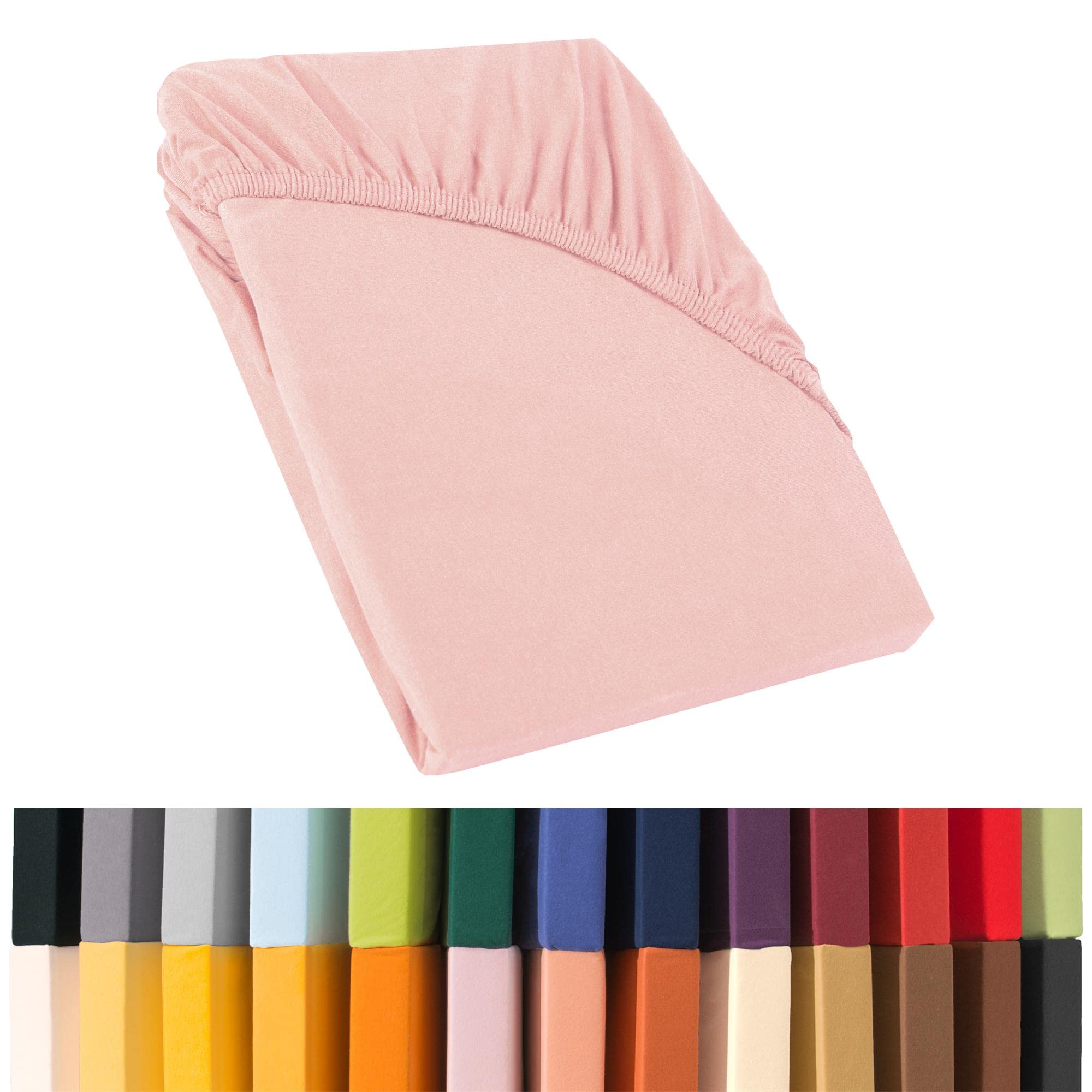 CelinaTex Jersey fitted sheet, 140 x 200-160 x 220 cm for box spring Beds, water beds and standard mattresses, fitted sheet, 100% Egyptian Cotton, quality relax, 0001915 pink