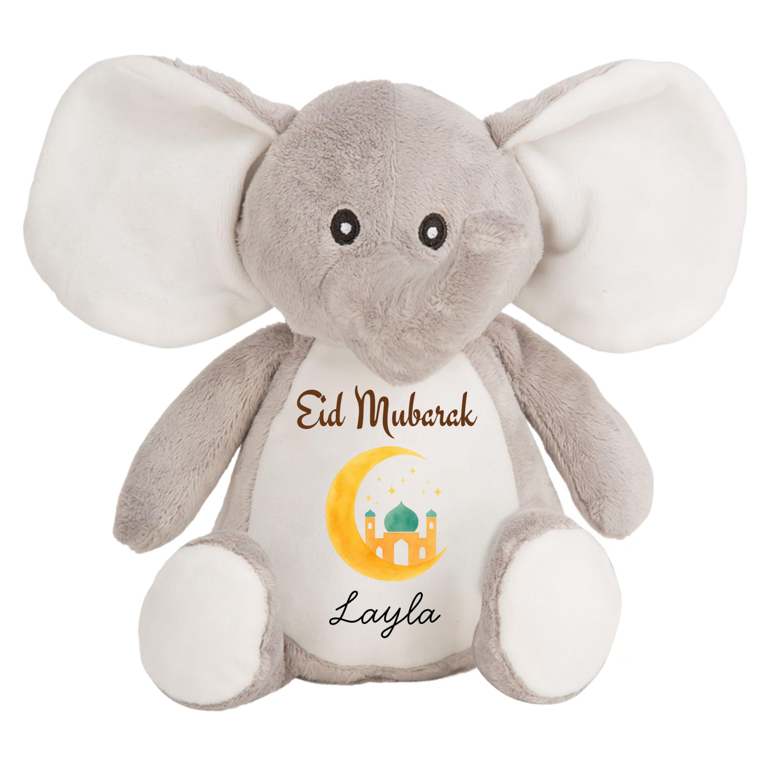 HotScamp Eid Gift Cuddly Toy - Personalised Eid Mubarak Gold Moon Customised Teddy Kids Plush Named Ramadan My First Muslim Islamic Baby Child Soft Plushie - Pink Teddy