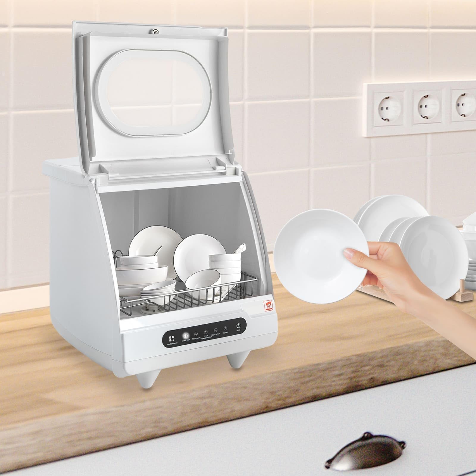Mini Lave-vaisselle de Table XWJ-01, 5 Programmes, Nettoyage 360°