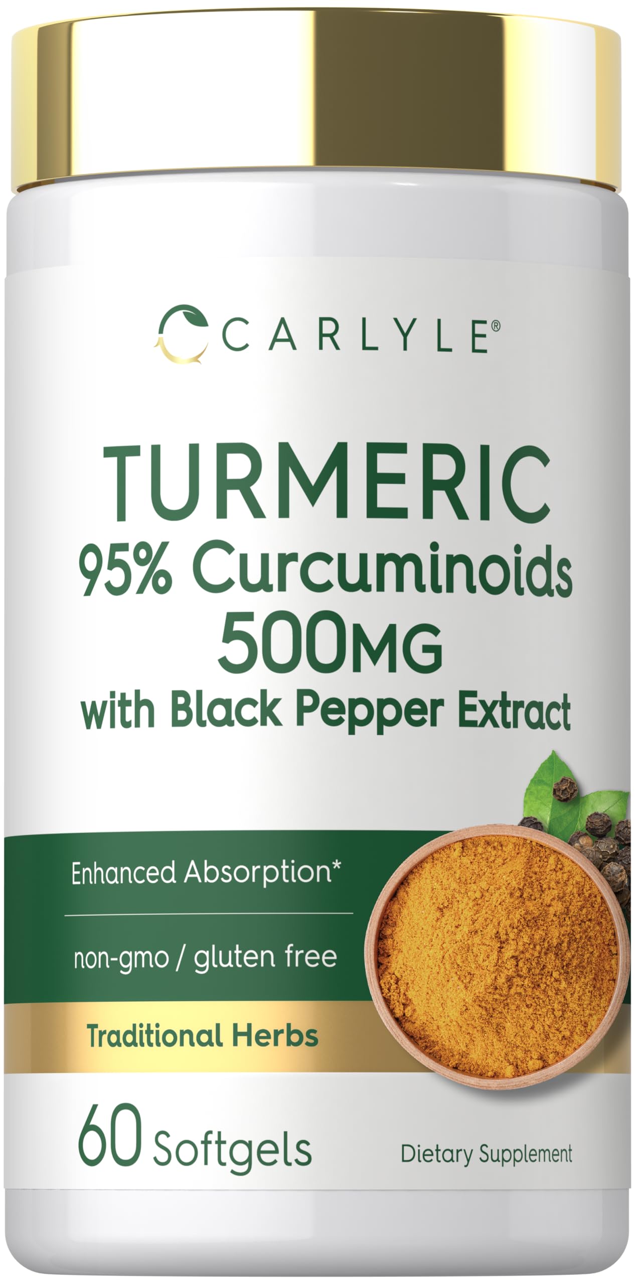 Carlyle Turmeric Curcumin Supplement 500mg | 60 Softgels