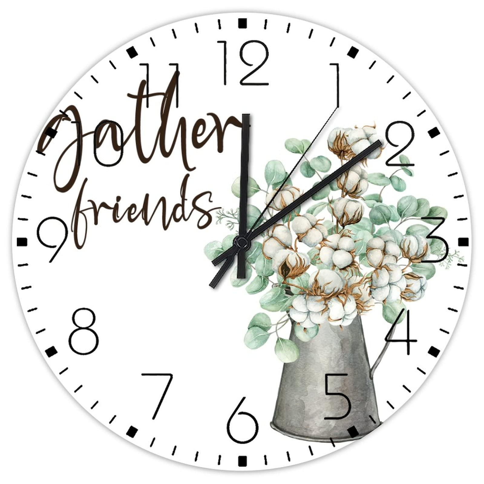 Horloge murale en bois 38 cm fleurie style rustique pour loft
