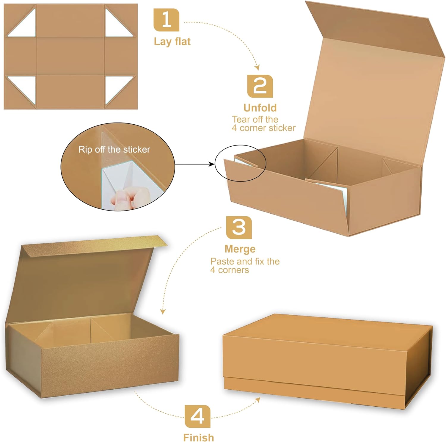 EPP Magnetic Gift Box Set with Lid - 10x6x3 Inches Birthday Gift Boxes for Presents - Bridesmaid Proposal Box Set Includes 1 Gift Box, 1 Gift Bag, 1 Ribbon, 2 Crinkle Paper Bundles & 1 Gift Card