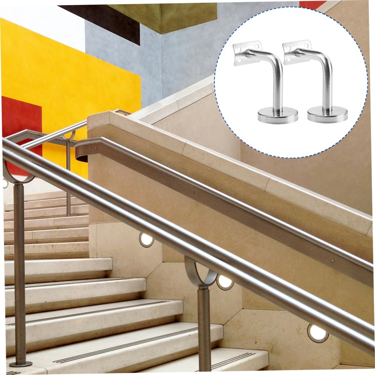 STOBOK 6Pcs Handrail Bracket Durable Railing Support for Indoor Stair and Deck to Install Suitable for DIY Projects Modern Design for Home and Commercial