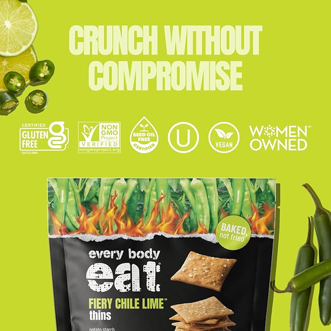 Galletas Snack Cracker Thins Fiery Chile Lime - Sin Gluten, Vegano, 4 oz miniatura 4