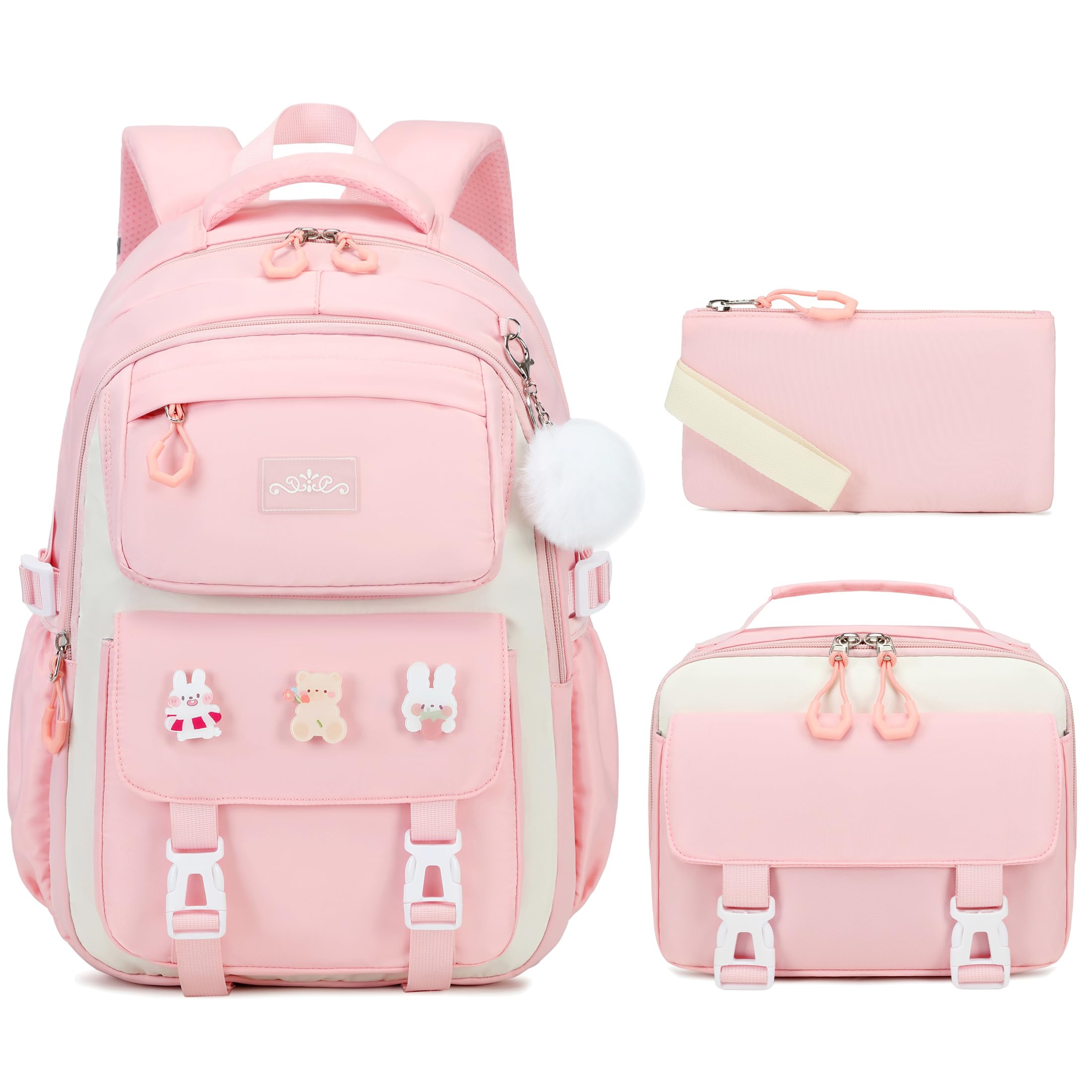 DIGOBAY Set zaino per la scuola per ragazze, zaino per bambini con astuccio portapranzo