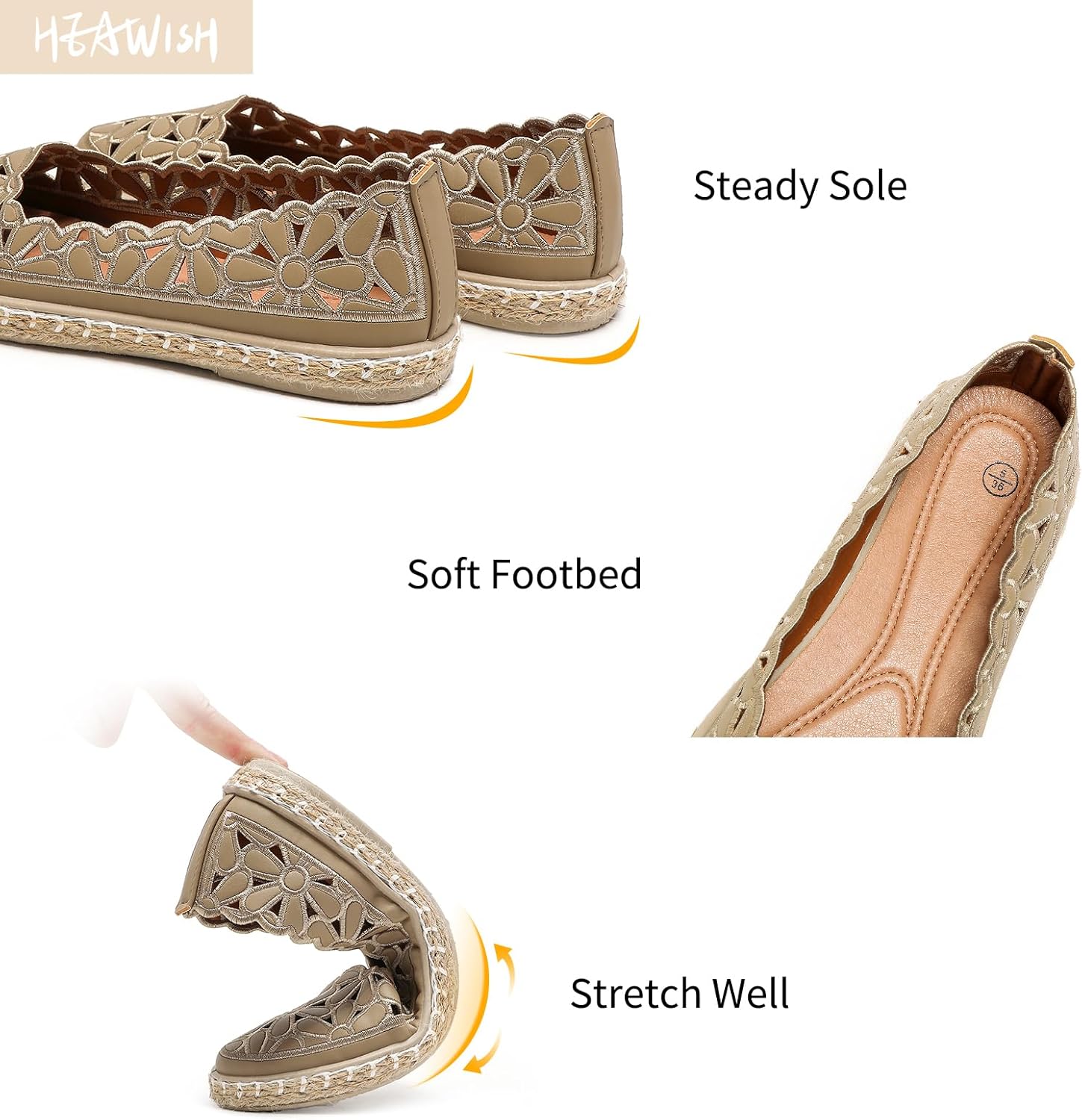 HEAWISH Women’s Ballet Flat Daisy Round Toe Dress Shoes Casual Slip On Rope Loafer - Image 4