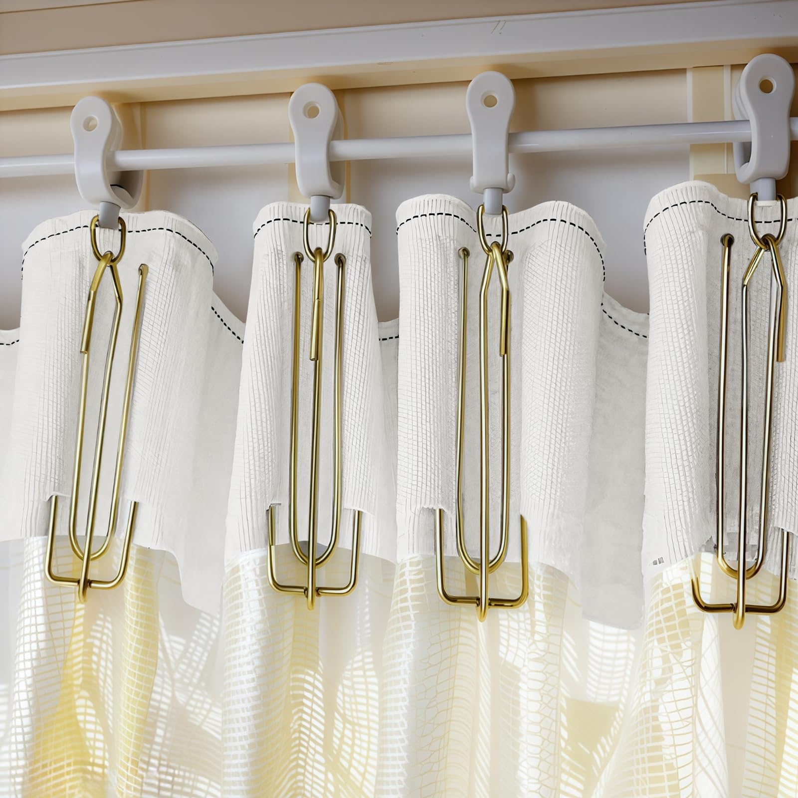 Lot de 3 rouleaux de ruban fronceur blanc pour draperies, 5 m chacun, lavable en machine, en polyester-coton pour projets de rideaux