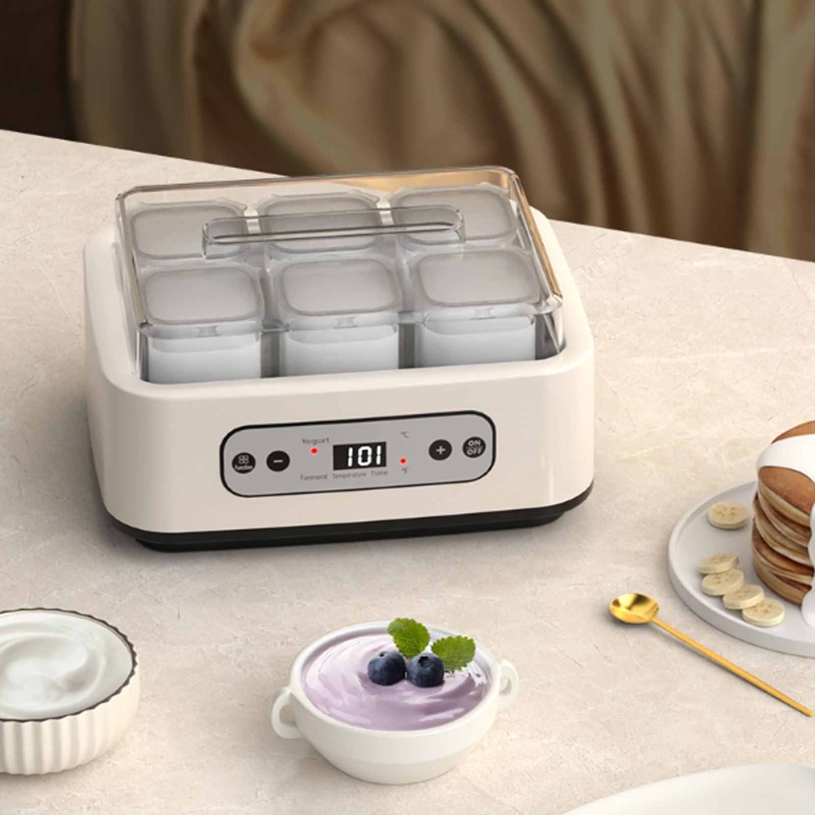 Yogurtiera, Probiotic Smart Control, con 6 vasetti di vetro, sicuro e durevole, facile da pulire, adatto for l'uso familiare