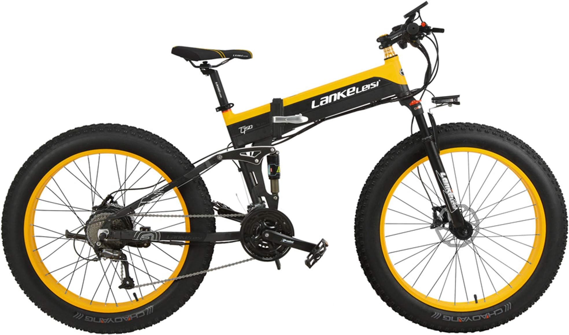 LANKELEISI T750P 26 Inch 1000W/500W Folding Mountain Bike,adopt 48V 10Ah/14.5Ah Lithium Battery,with Big Bike Computer, Pedal Assist Electric Bike