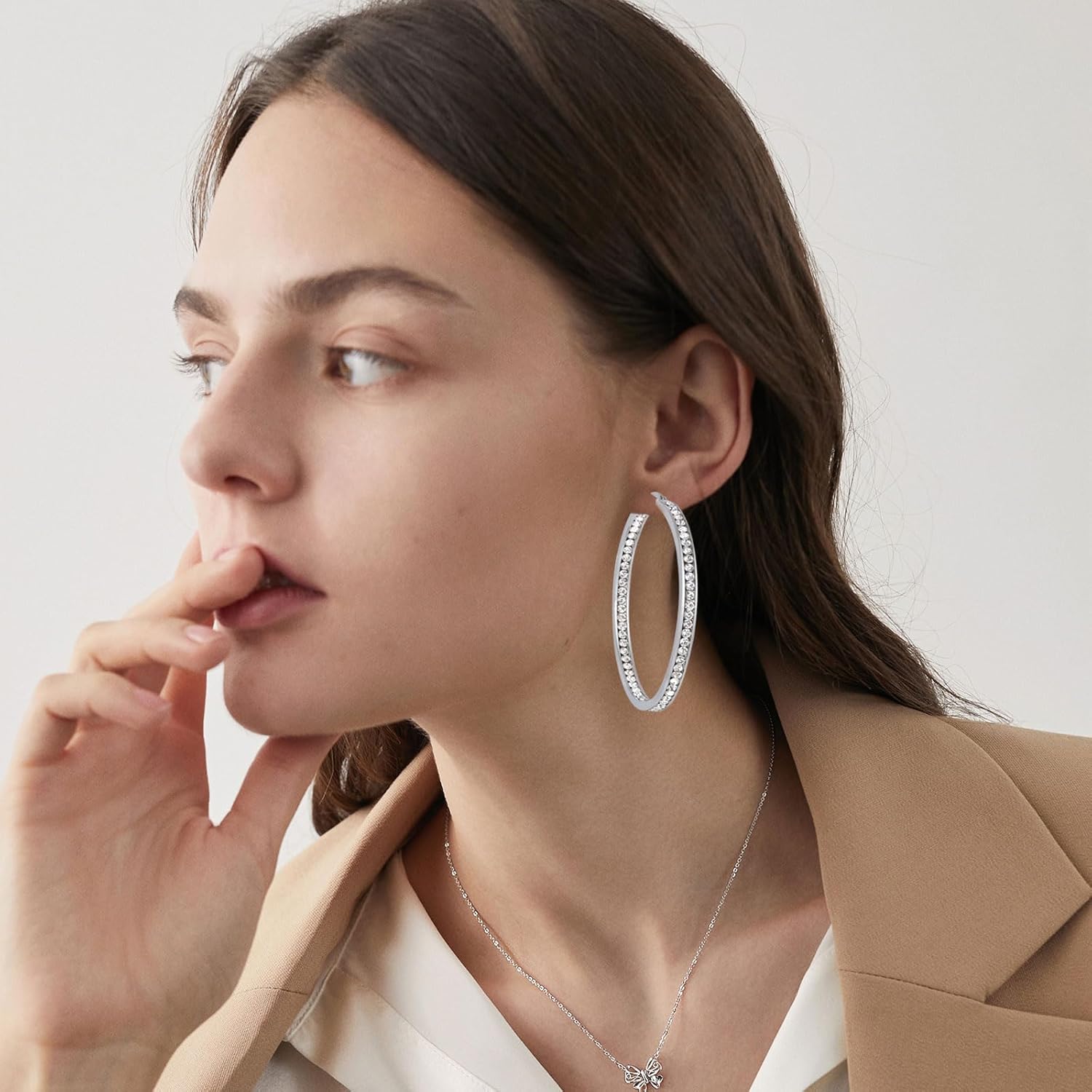 CEJUG Mult-colors Crystal Stainless Steel Hoop Earring for Women Hypoallergenic Jewelry for Sensitive Ears Large Big Hoop Earrings 2" - Image 4