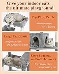 57 Inches Multi-Level Cat Tree Condo for Cats, Cat Tower with Sisal Scratching Post, Plush Perches, Hammock, Kitten Playhouse
