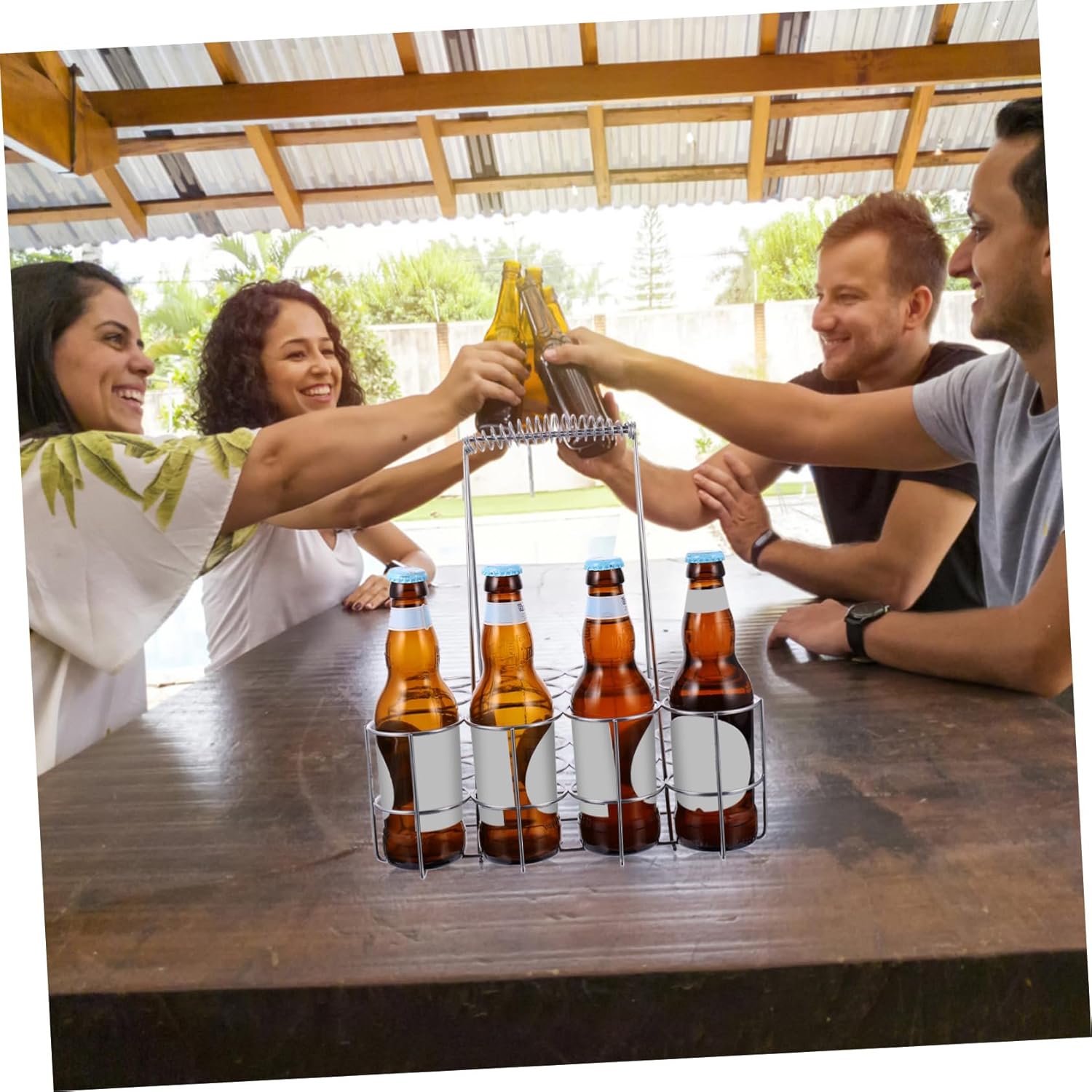 Beer Bottle Carrier Rack Sturdy Metal Beer Holder for Bottles Portable Storage Basket for Parties Bbqs and Home Brewing Friends