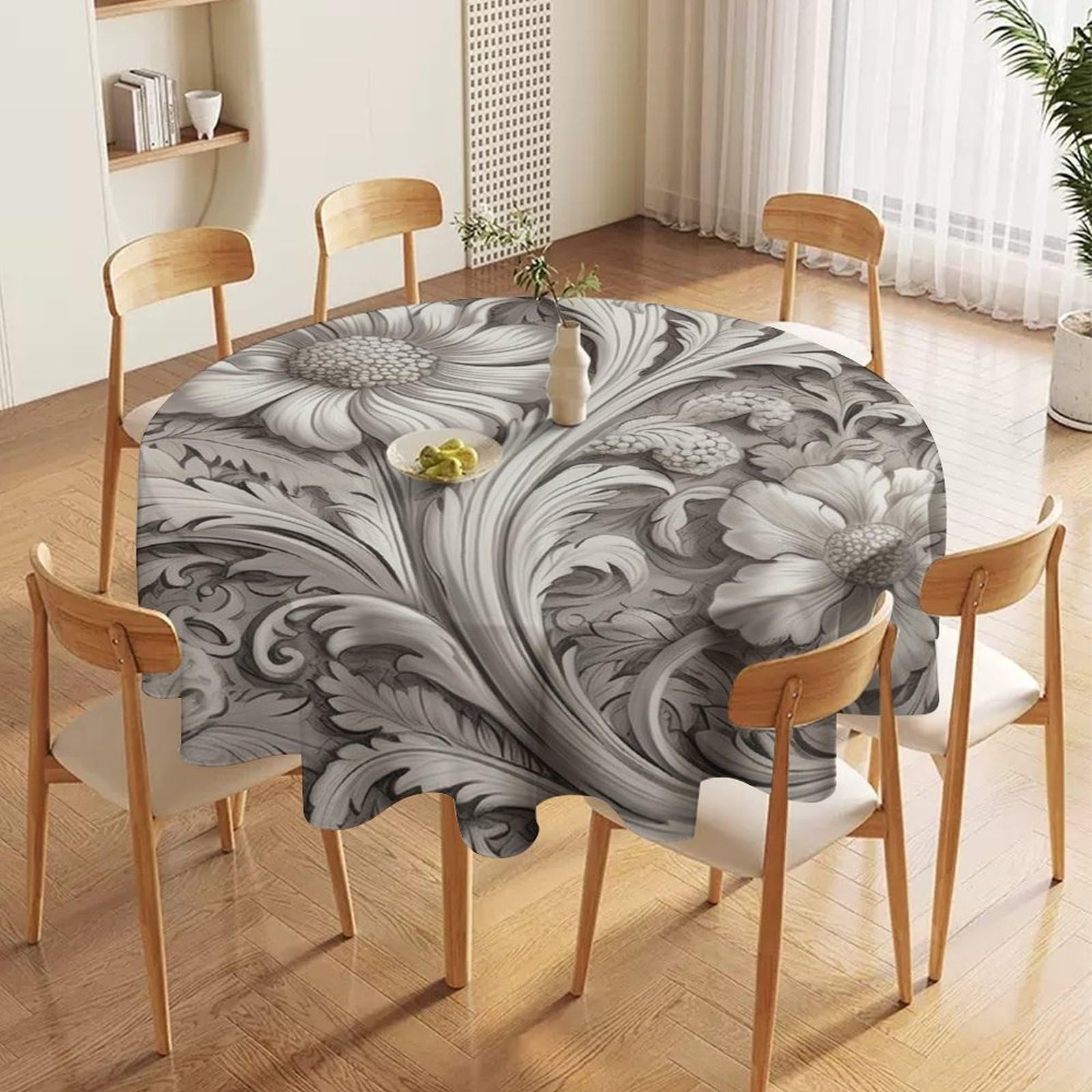 Runde Tischdecke Mit Blumenmuster, 152 Cm – Wasserdicht, Für Drinnen & Draußen, Rustikal