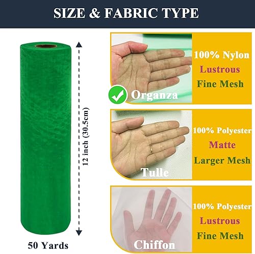 Miniatura 9 de Rollos de tela de tul de organza, organza de cristal de 12 pulgadas por 50 yardas (150 pies), perno de red de nailon transparente sedoso y brillante