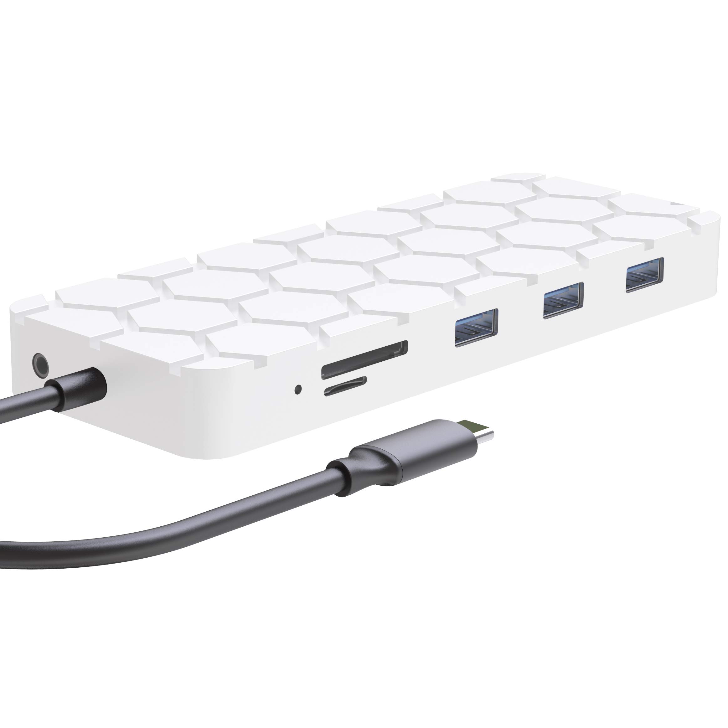 Laptop Docking Station, USB C PD Charging Hub, 13-in-1 C Hub with Ethernet, HDMI, DP, VGA, 4 Port-USB 3.0, Micro/SD/TF Memory Card Readers for MacBook Pro, MacBook Air 2018 - GD2 Silver
