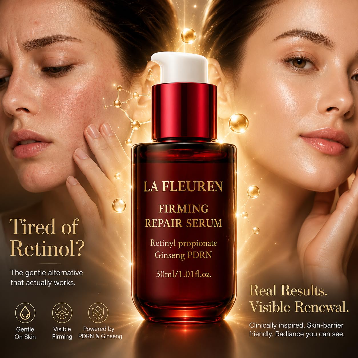Firming Repair Serum | Anti-Aging Care with Retinyl Propionate Gentle Retinol | Ginseng PDRN | Wrinkle Appearance, Elasticity & Smooth Radiant Skin | Korean Skincare, 1.01 fl.oz