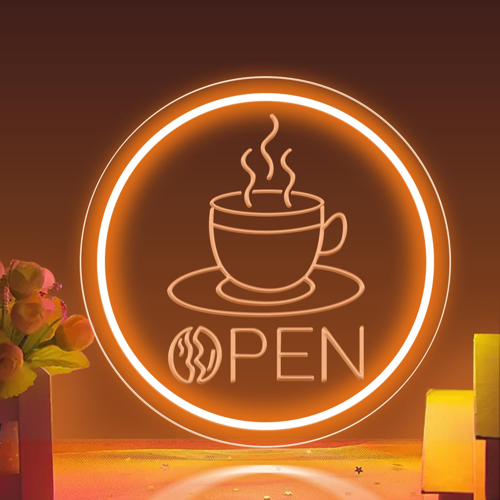 Coffee Open Neon Sign Business Open Lights for Cafe Shop Home Bar Wall Decor Novelty Light Up Sign Gift for Coffee Lovers Cafe Corner Decor — image 1
