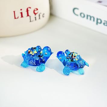 2.5'' Hand Blown Glass Sea Turtle Figurines Mini Sea Animal Collectibles