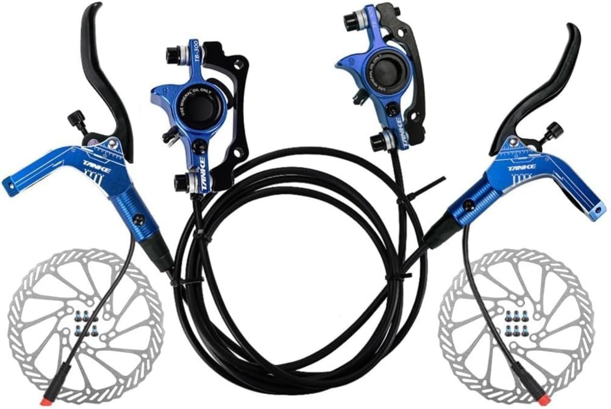 HoldOneLight Set freno a disco idraulico elettrico per e-bike, set freno a disco idraulico per e-bike, leva freno di interruzione per bicicletta elettrica con rotore, set completo di freni per bici