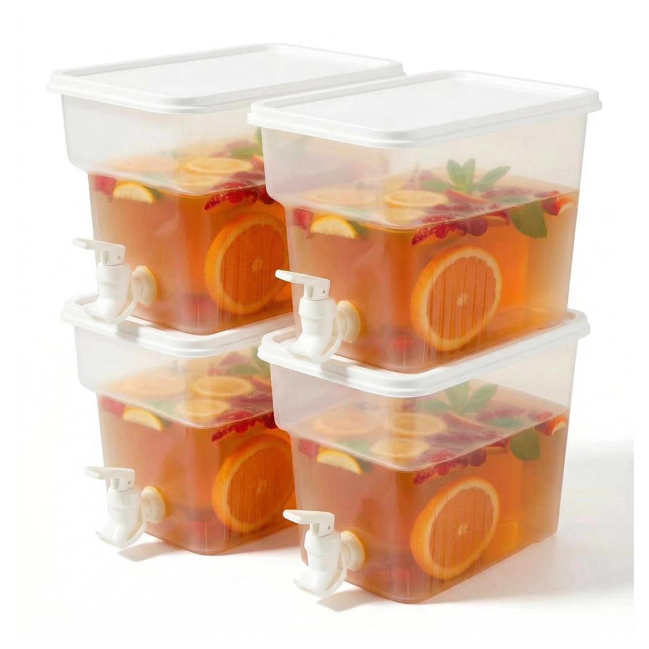Confezione da 4 dispenser per bevande da 1,3 galloni con beccuccio per frigorifero, contenitore per acqua in plastica a tenuta stagna, dispenser per bevande, succo di ghiaccio, con beccuccio, per