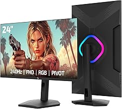 GAMEPOWER Lunis L20 Gaming Monitor 24 Zoll, 240Hz, 0,5ms MPRT, FHD (1920x1080), VA-Panel, HDR400, G-Sync & FreeSync kompatibel, Pivot, HDMI 2.1, DisplayPort 1.4, Schwarz
