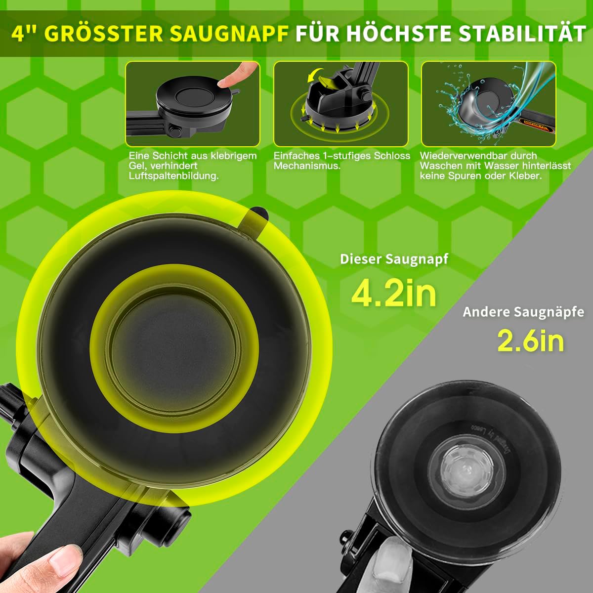 Uchwyt na telefon komórkowy do samochodów ciężarowych, na deskę rozdzielczą, przednią szybę o przekątnej ekranu 16,9", super przyssawka i stabilny, kompatybilny z iPhone i Samsung (szary, uchwyt na