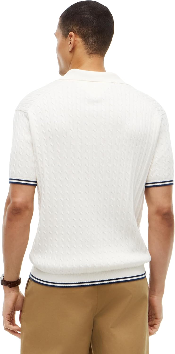 Tommy Hilfiger Men's Lightweight Cotton Cable Knit Short Sleeve Polo