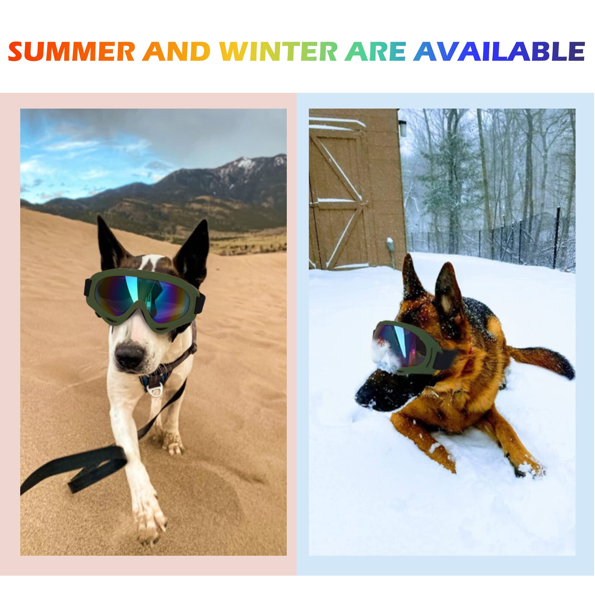 Large Dog Sunglasses with Adjustable Strap UV Protection, Winproof Dog