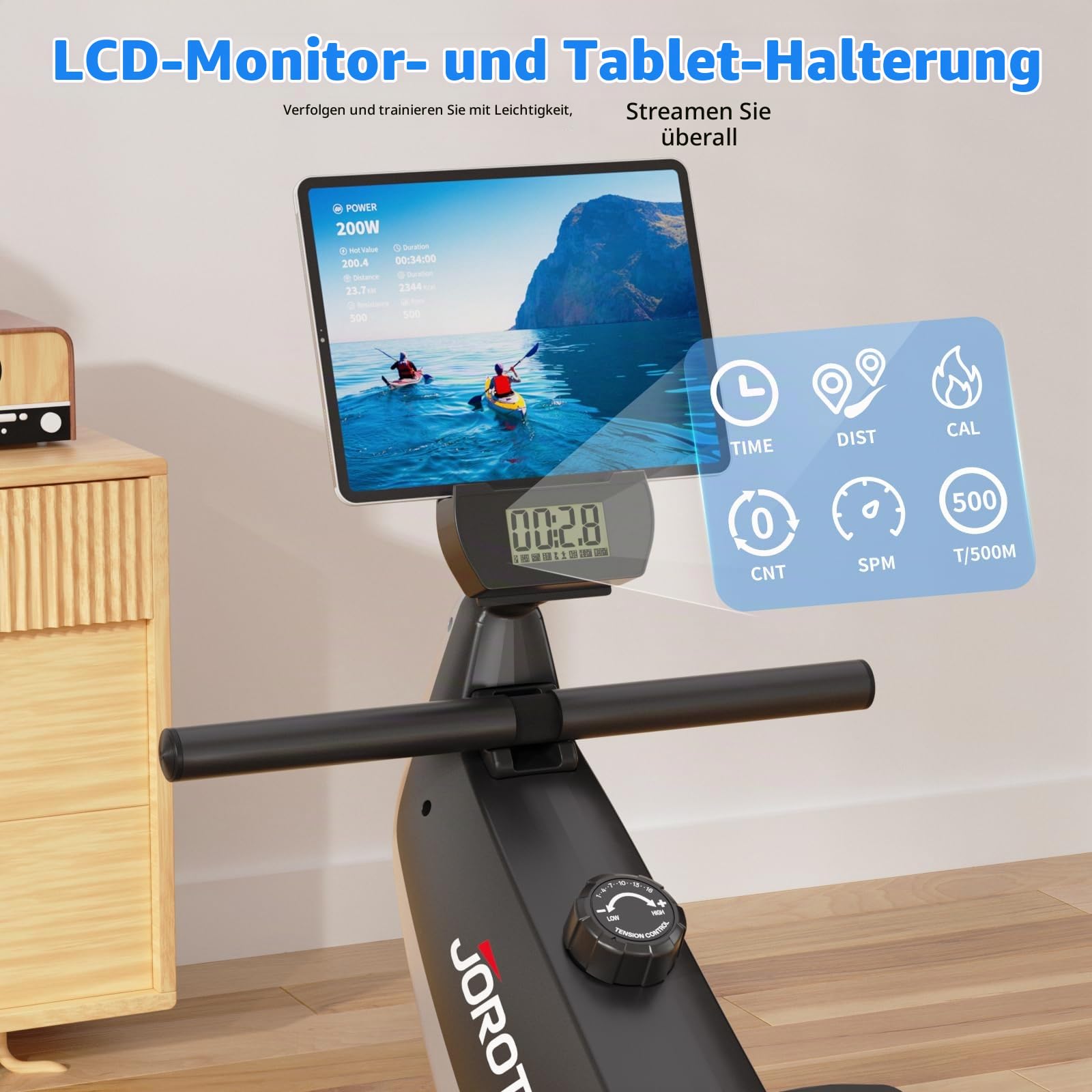 JOROTO Rudergerät für Zuhause, Leiser Magnetisches, 16 Stufen